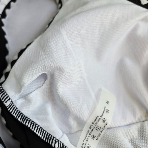 MILUMIA Women One Piece Color Block Bathing Suit Tummy Control Sz M Black/White - Picture 7 of 10